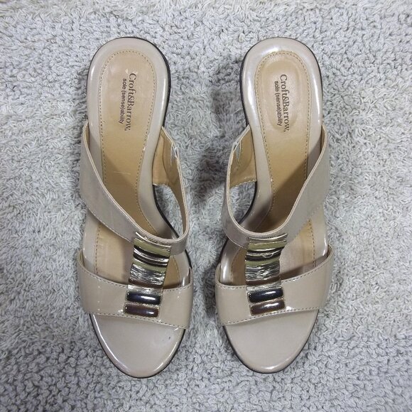 Croft & Barrow Sole (Sense) Ability Womens Sandals Size 8M Heels Beaded Tan - Picture 4 of 8